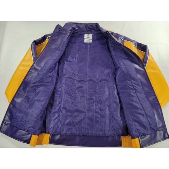 Minnesota Vikings Faux Leather Varsity Jacket Coat Official 2008 NFL Sz L EUC - Picture 7 of 11